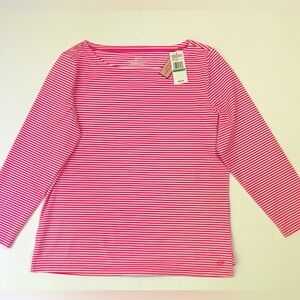 Vineyard Vines NWT Womens Size Large Pink/White Stripe Performance Top